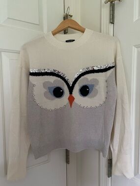 Kate Spade New York Hoot Embellished Owl Sweater (sz. M)
